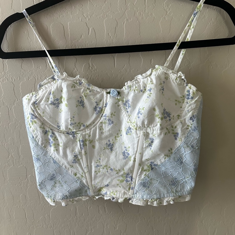 Altar'd State Cream Ruffled Bustier Camisole